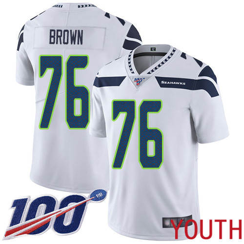 Seattle Seahawks Limited White Youth Duane Brown Road Jersey NFL Football #76 100th Season Vapor Untouchable->women nfl jersey->Women Jersey